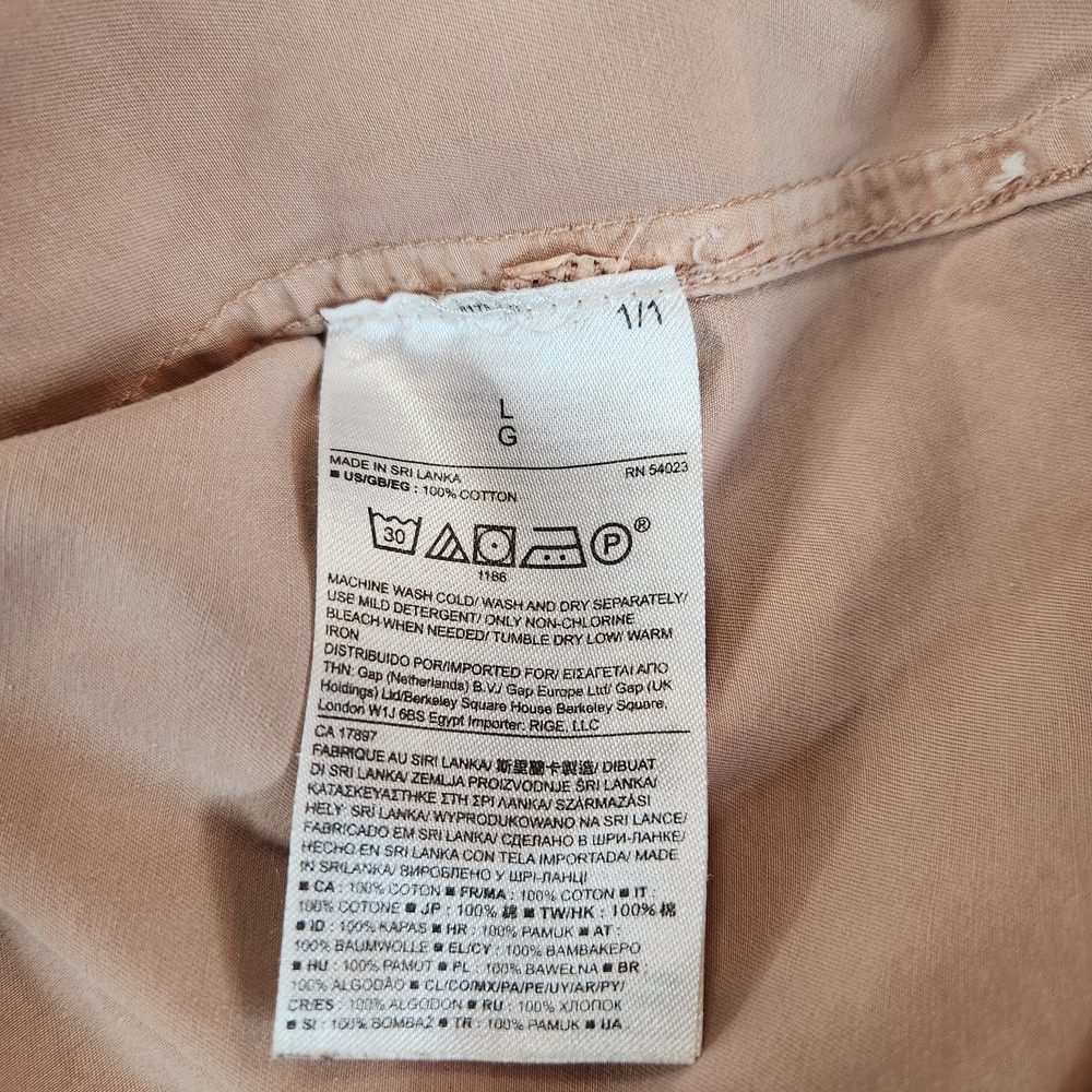Banana Republic Shirt Womens L Dusty Rose Button Up Utility Soft Wash Casual - Picture 8 of 12